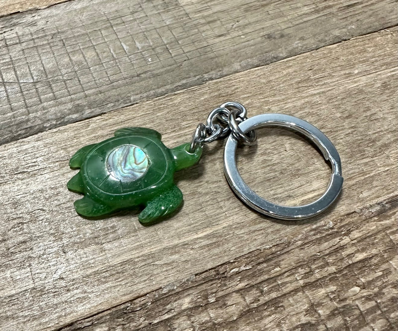 Jade Key Chain - Turtle with Paua Shell