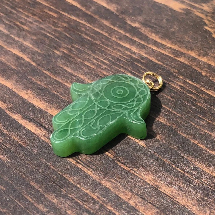 Canadian Jade Hamsa Pendant Authentic Jade from the source Silver 16 Silver Chain Wooden Gift Box
