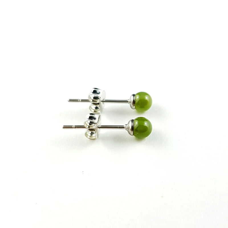 Jade Earrings - 4mm Bead in Stainless - The Jade Store