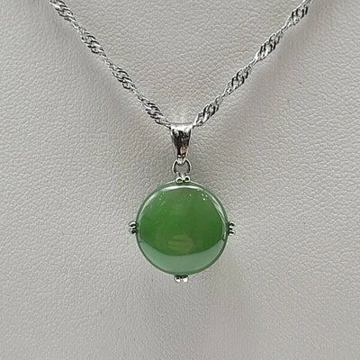 Jade Pendant - Round 4 Prong Stainless - The Jade Store