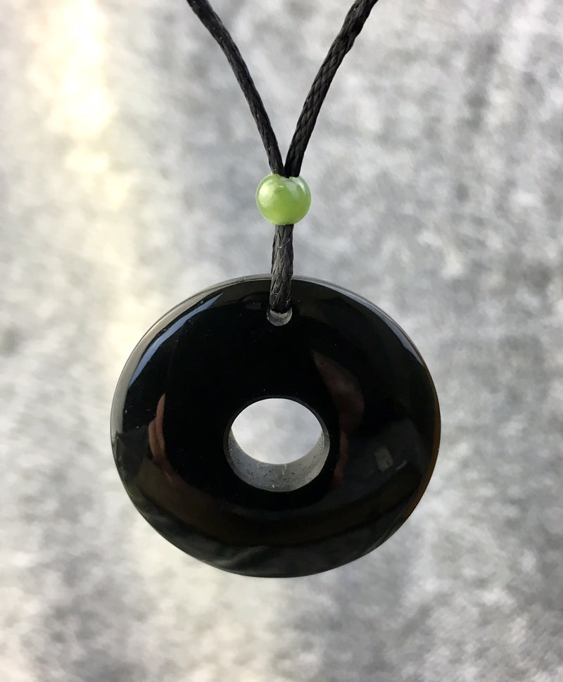 Black Australian Jade Circle Pendant, 2036