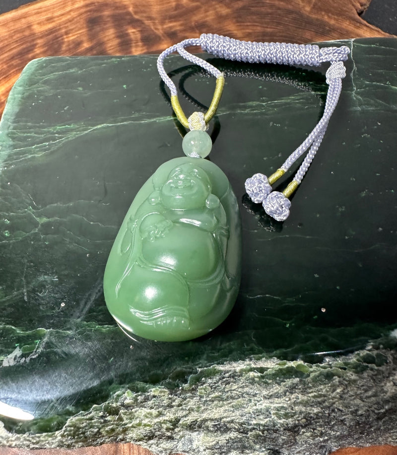 AA Siberian Nephrite Jade Happy Buddha Pendant -2