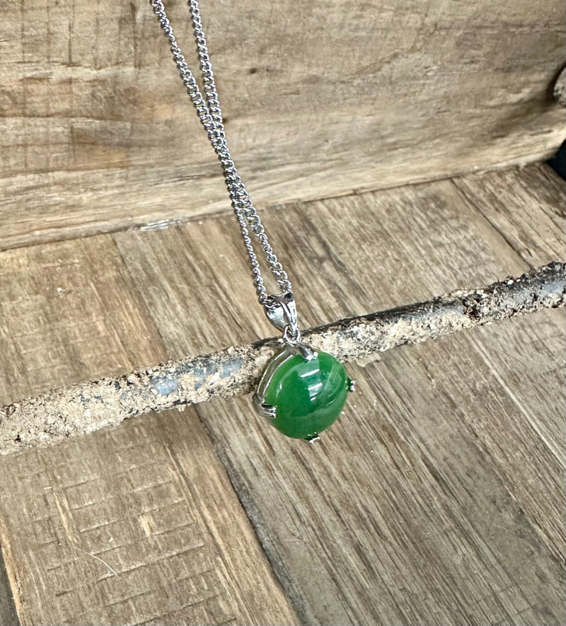 Jade Pendant - Round 4 Prong Stainless
