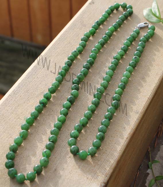8mm Strung Canadian Nephrite Jade Bead Necklace Multiple Lengths
