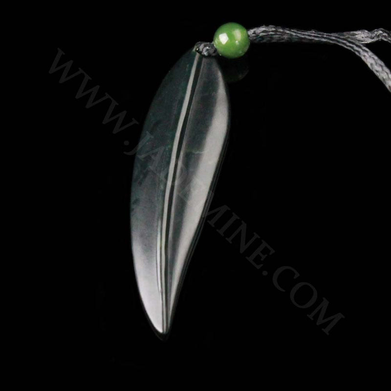 Australian Black Jade Leaf Pendant, 1885