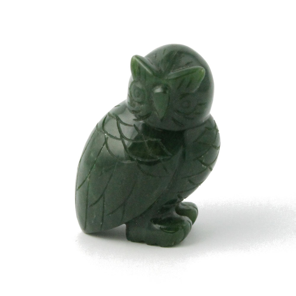 Canadian Nephrite Jade Owl Figurine, Owl Carving, Natural Jade Jade
