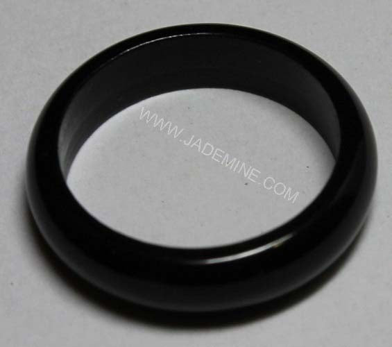 Narrow Band Ring, Black Jade