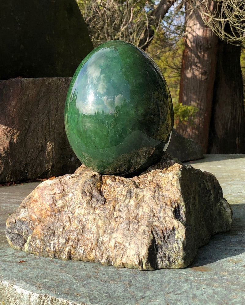 Large Jade Egg On A Base - 6" Dragon Egg