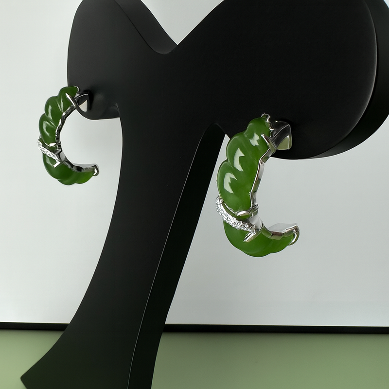 AA Canadian Jade and Silver Earrings - 6619