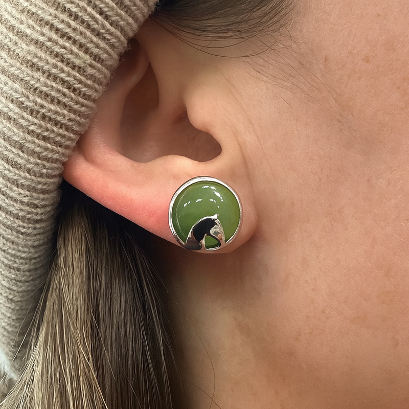 Canadian Jade Silver Horse Stud Earrings