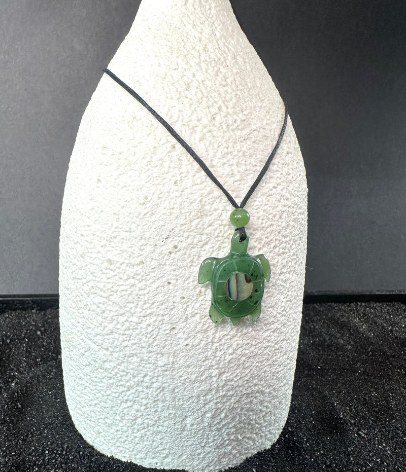 Jade Turtle and Abalone Pendant