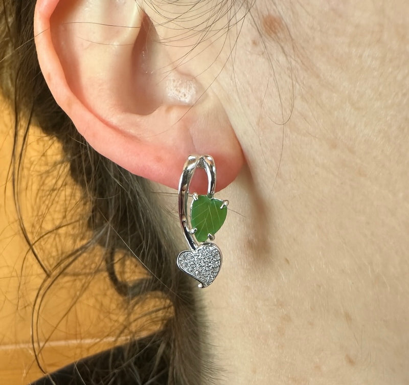 Leaf and Heart Stud Earrings, 6547