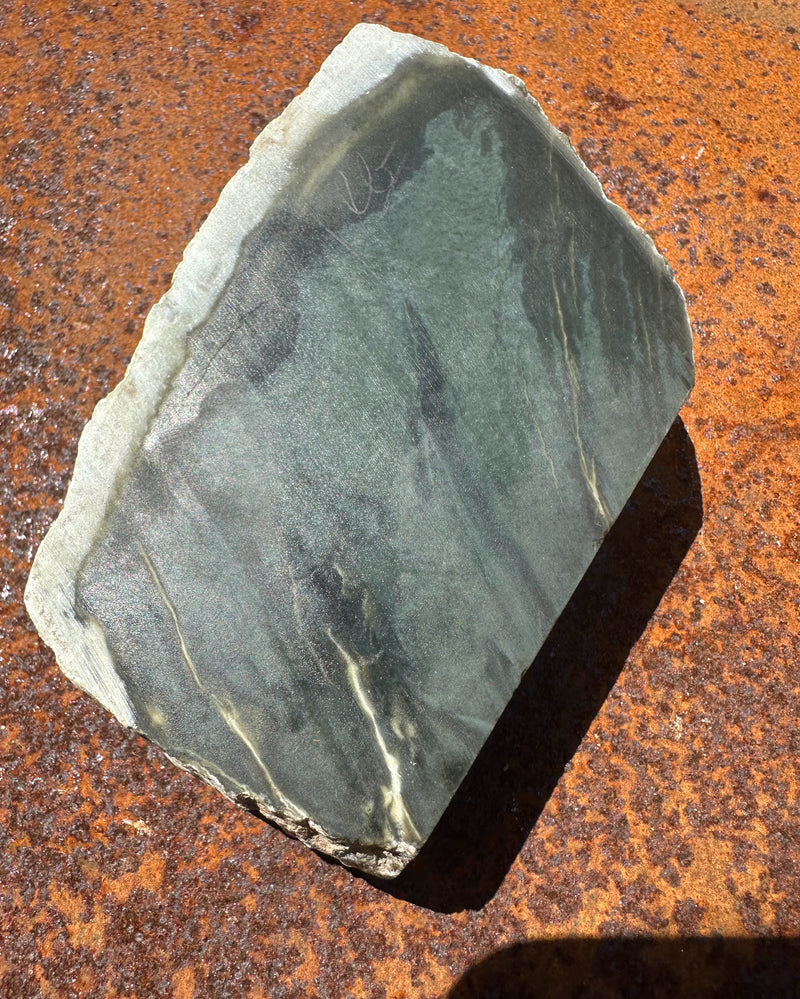 Wyoming Sage Nephrite Jade w/ pseudomorphed Quartz Crystals - 1.3