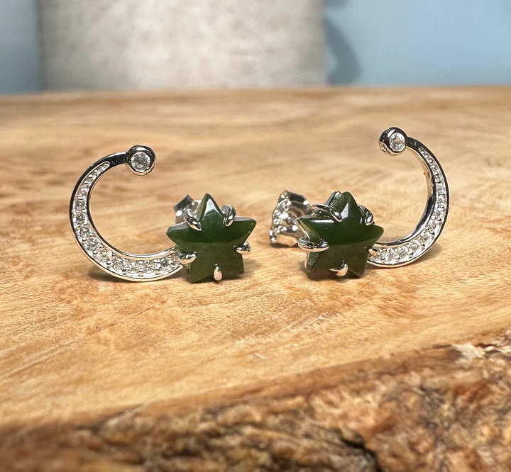 Star and Moon Stud Earrings, 6543