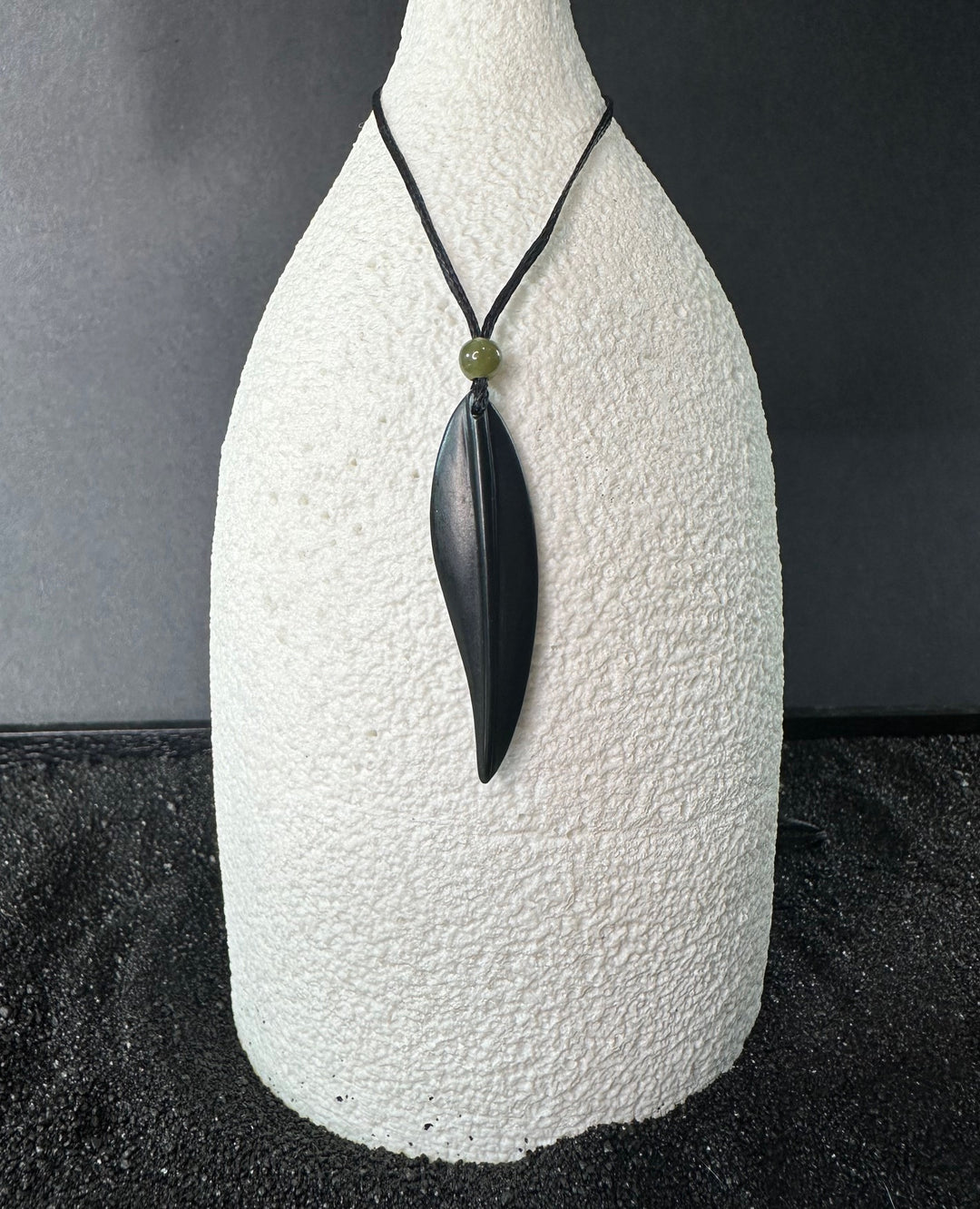 Australian Black Jade Leaf Pendant 1885