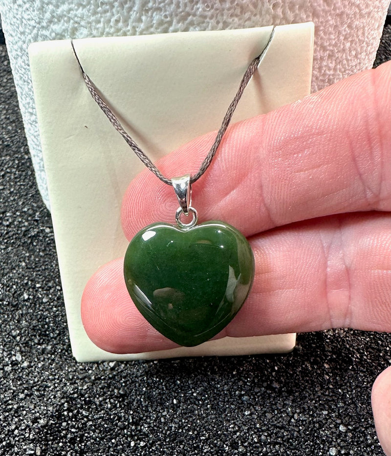 Dark Green Heart Pendant, 22mm