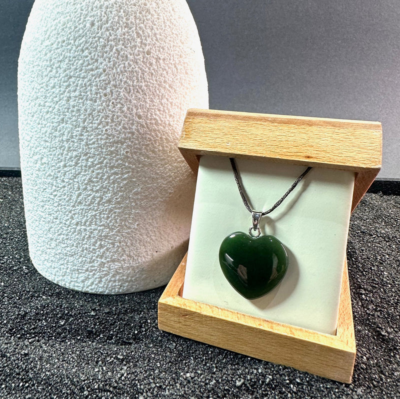 Dark Green Heart Pendant, 22mm