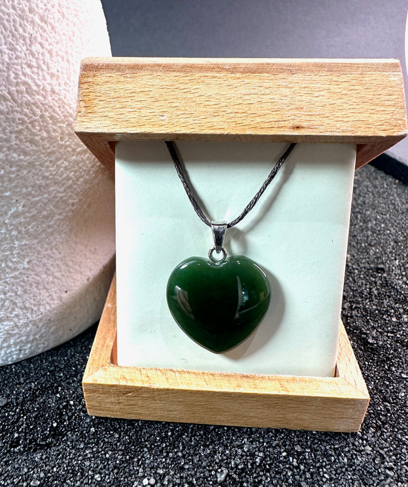 Dark Green Heart Pendant, 22mm