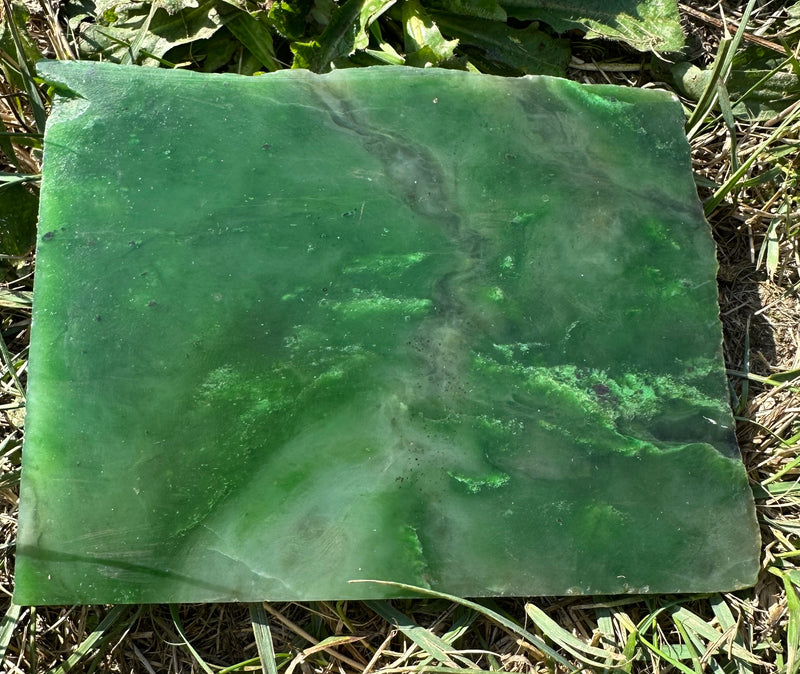 Bright Green Polar Jade Slab - True Canadian Polar Jade 1lb 1oz
