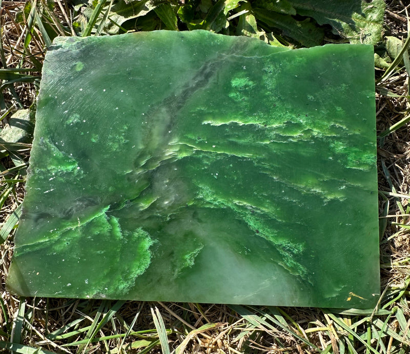 Bright Green Polar Jade Slab - True Canadian Polar Jade 1lb 1oz