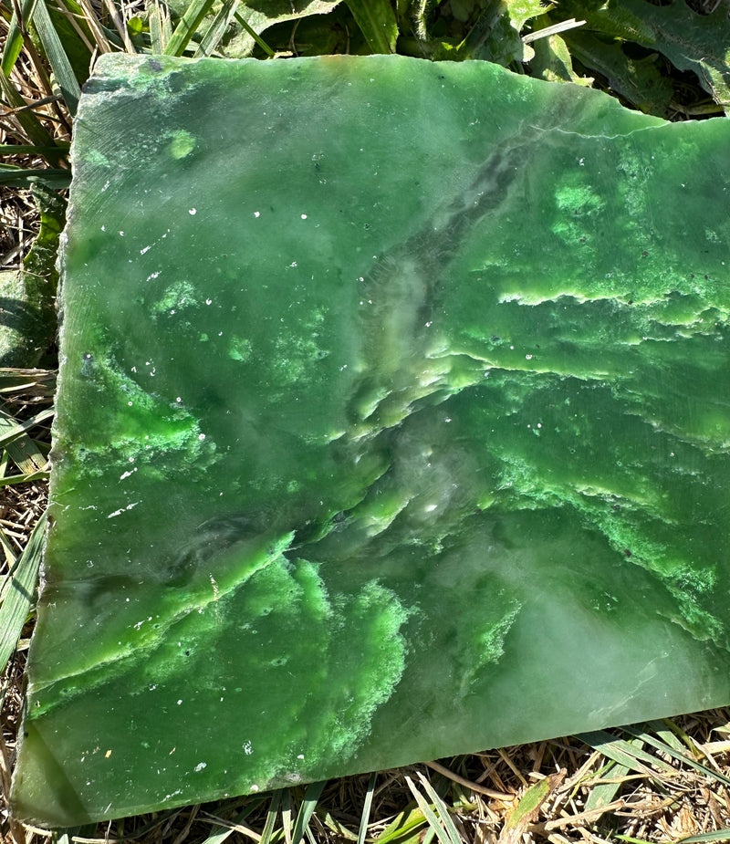 Bright Green Polar Jade Slab - True Canadian Polar Jade 1lb 1oz