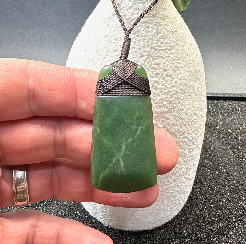 Canadian Nephrite Jade Maori Inspired Toki Pendant Natural Jade Authentic Jade Black Velvet Pouch