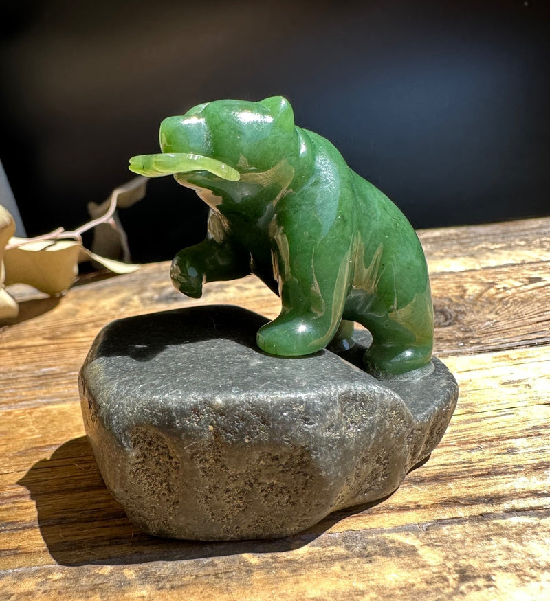 2" Jade Bear on Granite Base