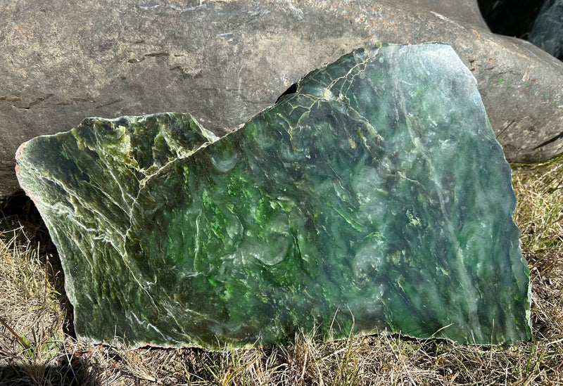 Polished Polar Jade Slab 15" - True Canadian Polar Jade 5lbs 8oz