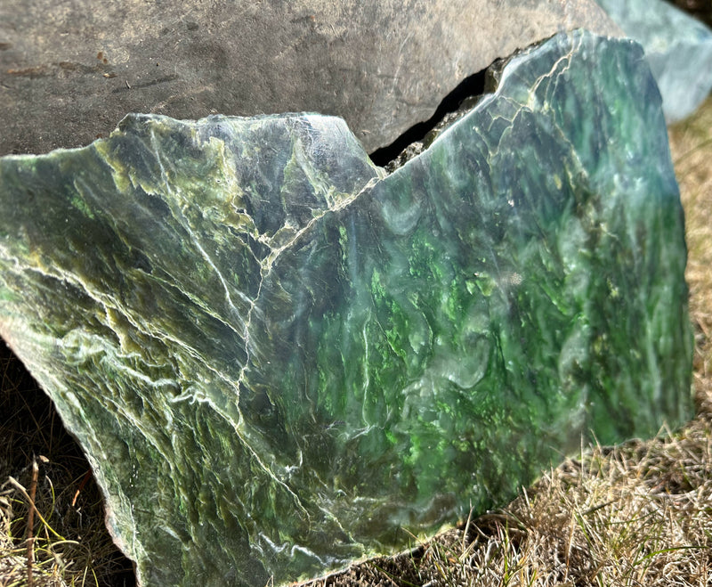 Polished Polar Jade Slab 15" - True Canadian Polar Jade 5lbs 8oz