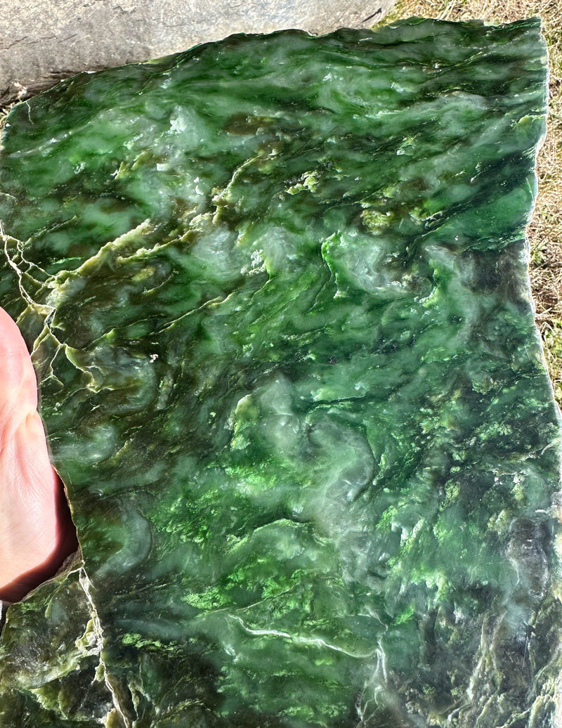 Polished Polar Jade Slab 15" - True Canadian Polar Jade 5lbs 8oz