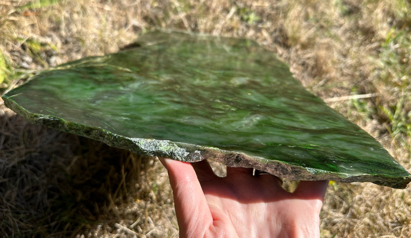 Polished Polar Jade Slab 15" - True Canadian Polar Jade 5lbs 8oz