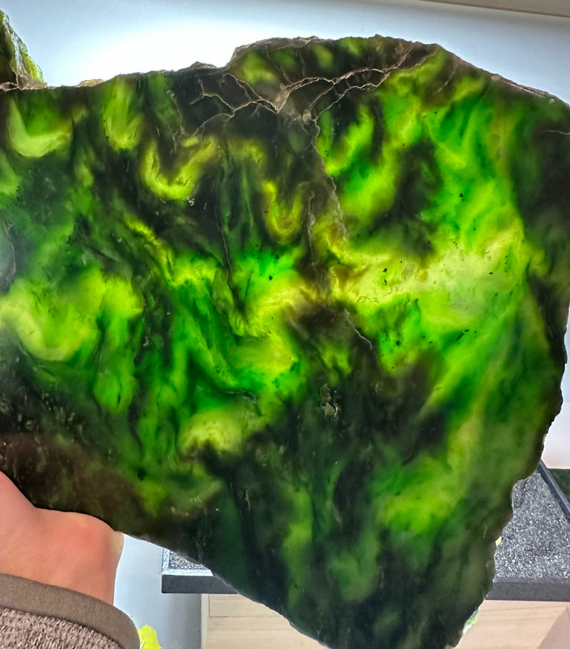 Polished Polar Jade Slab 15" - True Canadian Polar Jade 5lbs 8oz