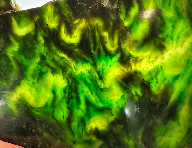 Polished Polar Jade Slab 15" - True Canadian Polar Jade 5lbs 8oz