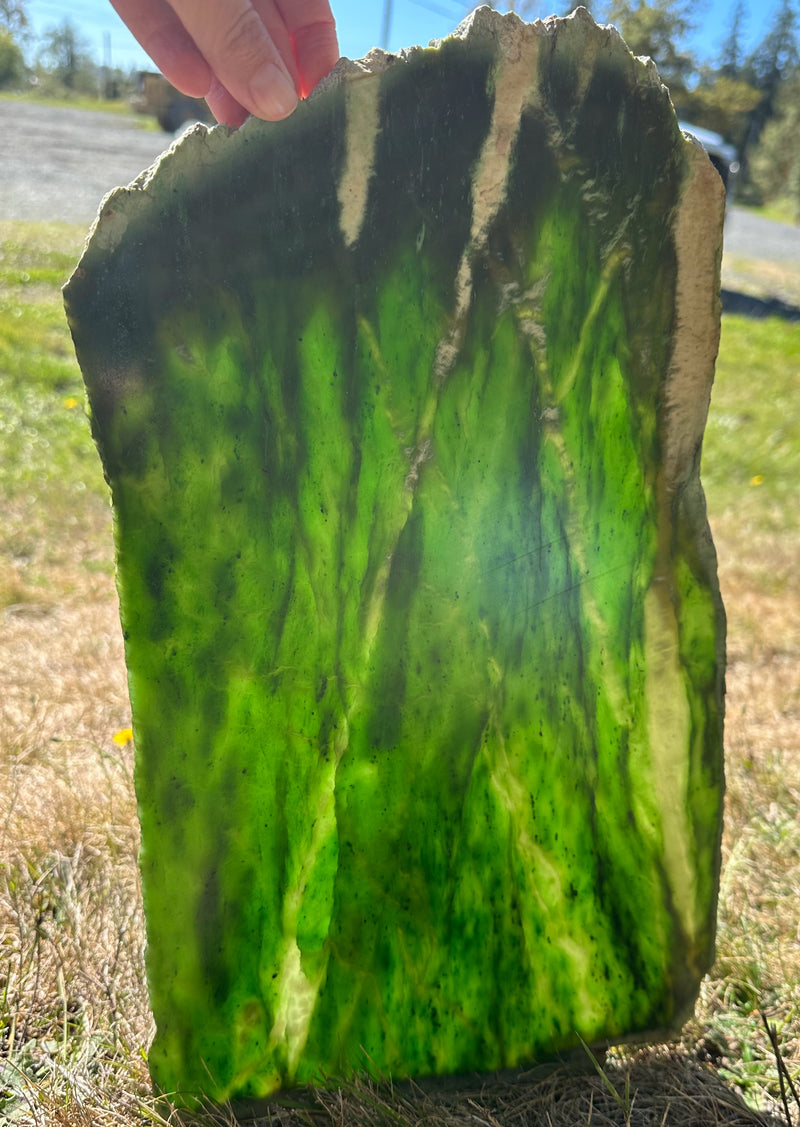 Polished Polar Jade Slab 16" - True Canadian Polar Jade 4lbs 12oz