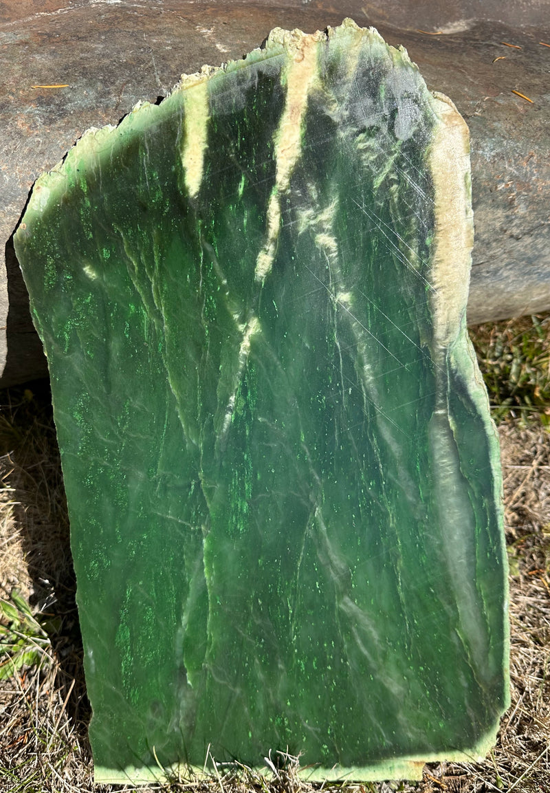 Polished Polar Jade Slab 16" - True Canadian Polar Jade 4lbs 12oz