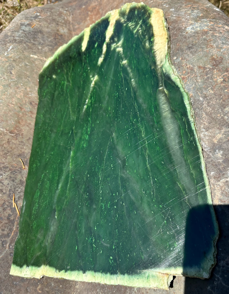 Polished Polar Jade Slab 16" - True Canadian Polar Jade 4lbs 12oz