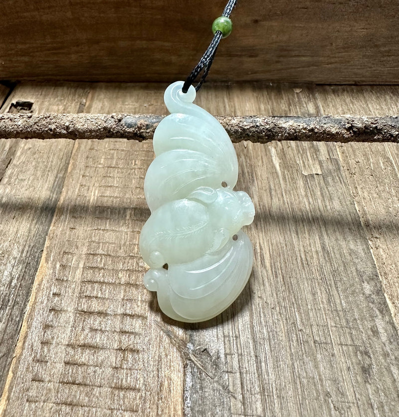 White Nephrite Jade Bat Pendant - Only 1