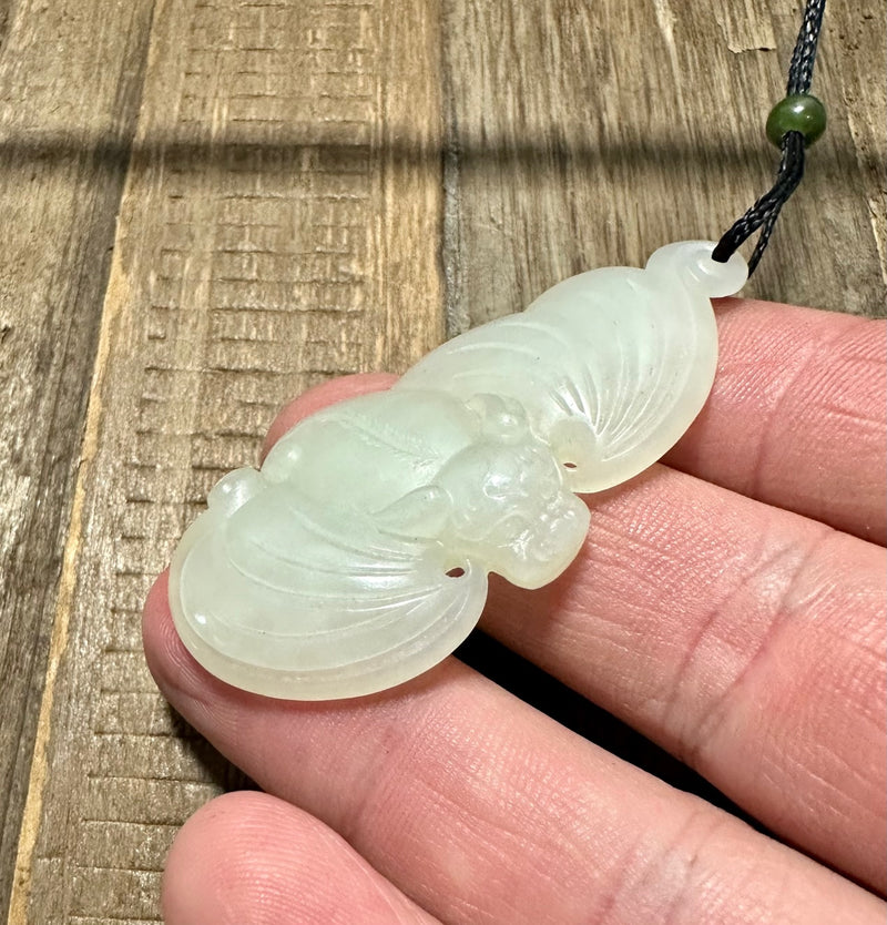 White Nephrite Jade Bat Pendant - Only 1
