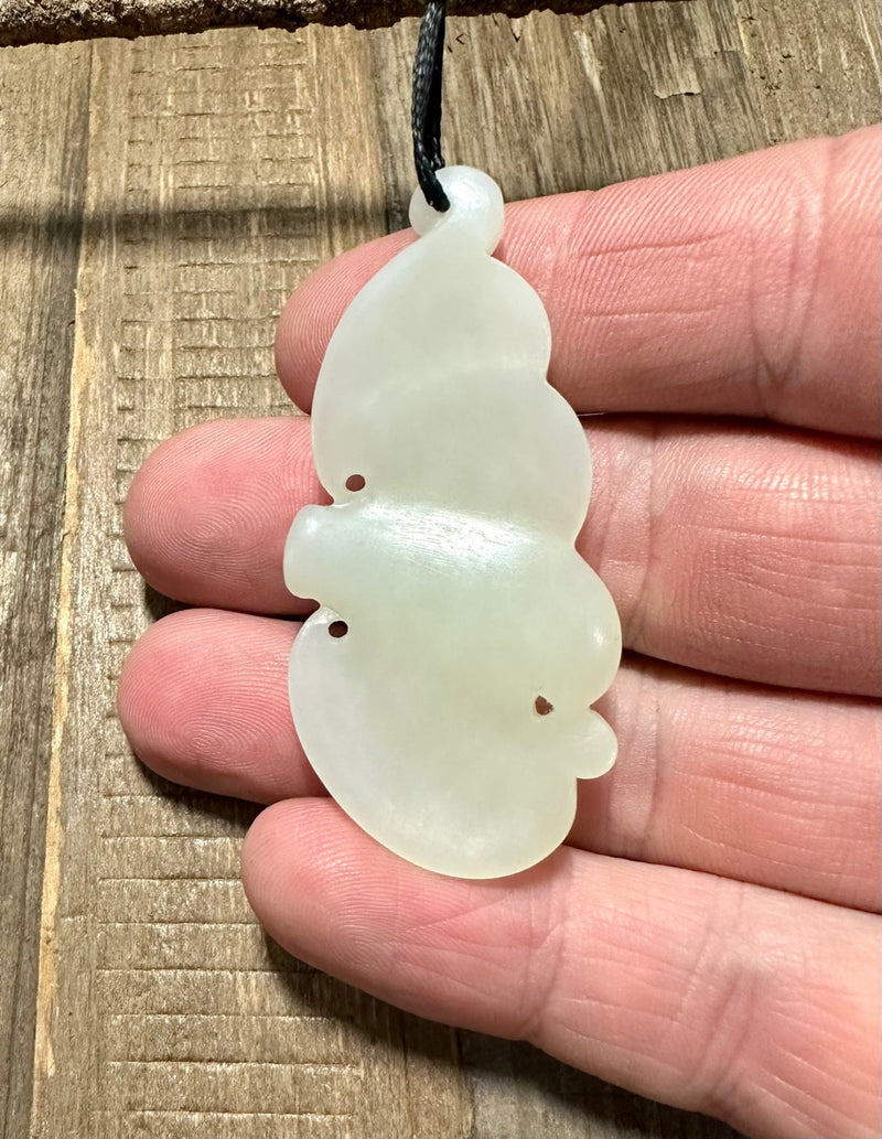 White Nephrite Jade Bat Pendant - Only 1
