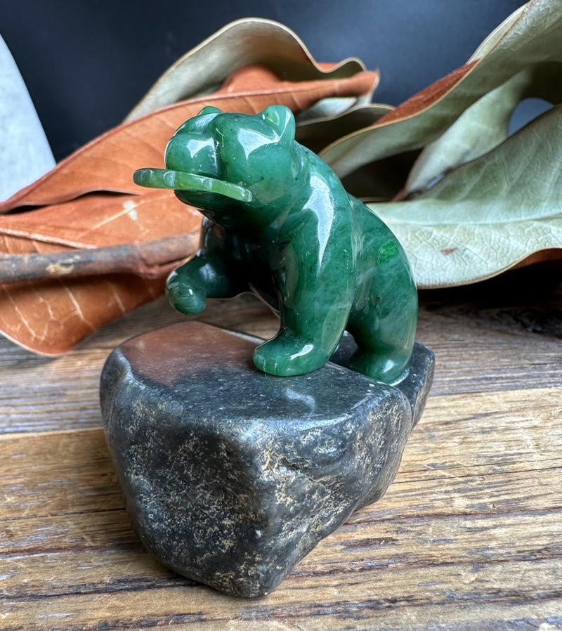 2" Jade Bear on Granite Base