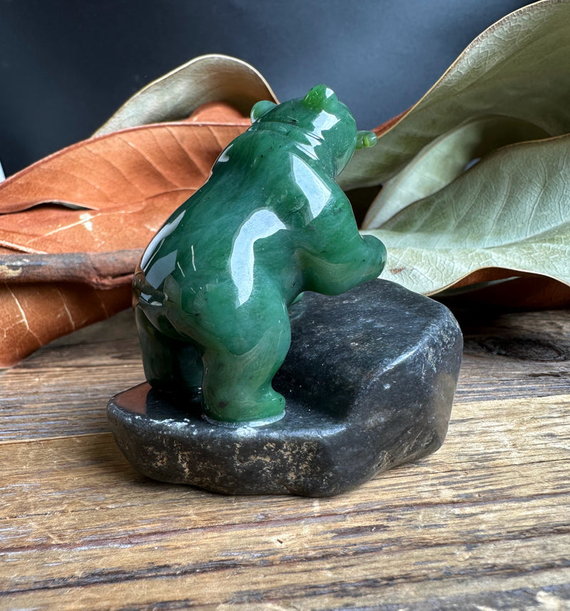 2" Jade Bear on Granite Base