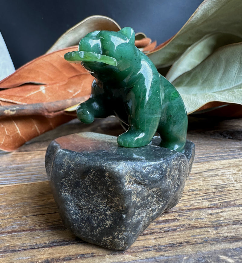 2" Jade Bear on Granite Base