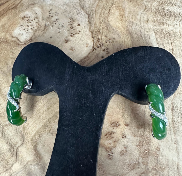 AA Canadian Jade and Silver Earrings - 6619