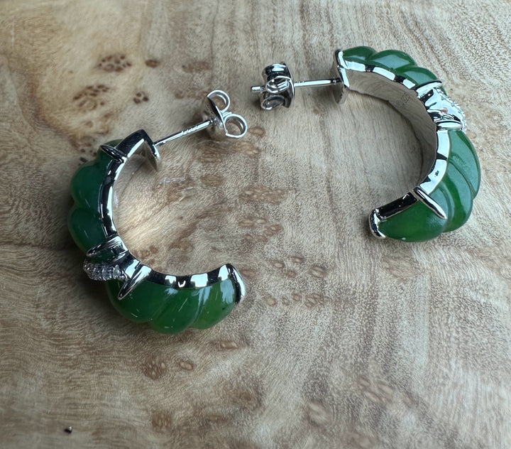 AA Canadian Jade and Silver Earrings - 6619