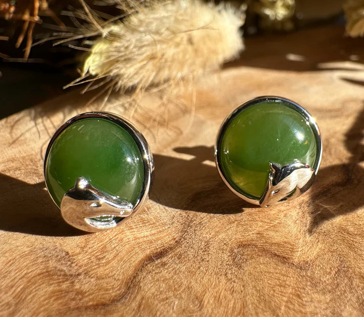 Canadian Jade Silver Horse Stud Earrings
