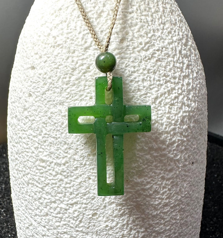 Canadian Nephrite Jade Cross Pendant, 2884, Natural Jade