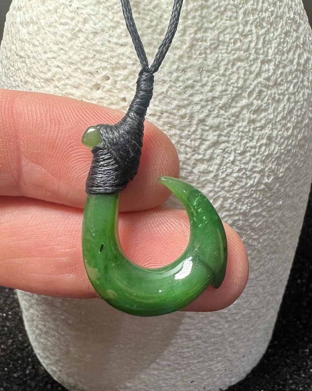 Natural Jade Fish hook Pendant Green Jade or Black Jade