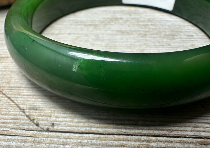 High Quality Rich Dark Green Canadian Nephrite Jade Bangle - 64.5 x 14.5mm