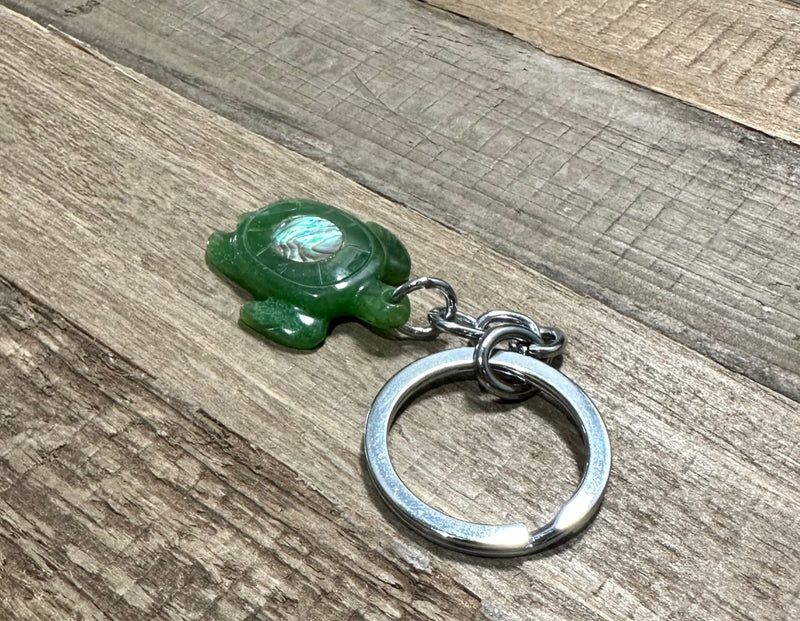 Jade Key Chain - Turtle with Paua Shell