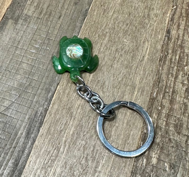 Jade Key Chain - Turtle with Paua Shell